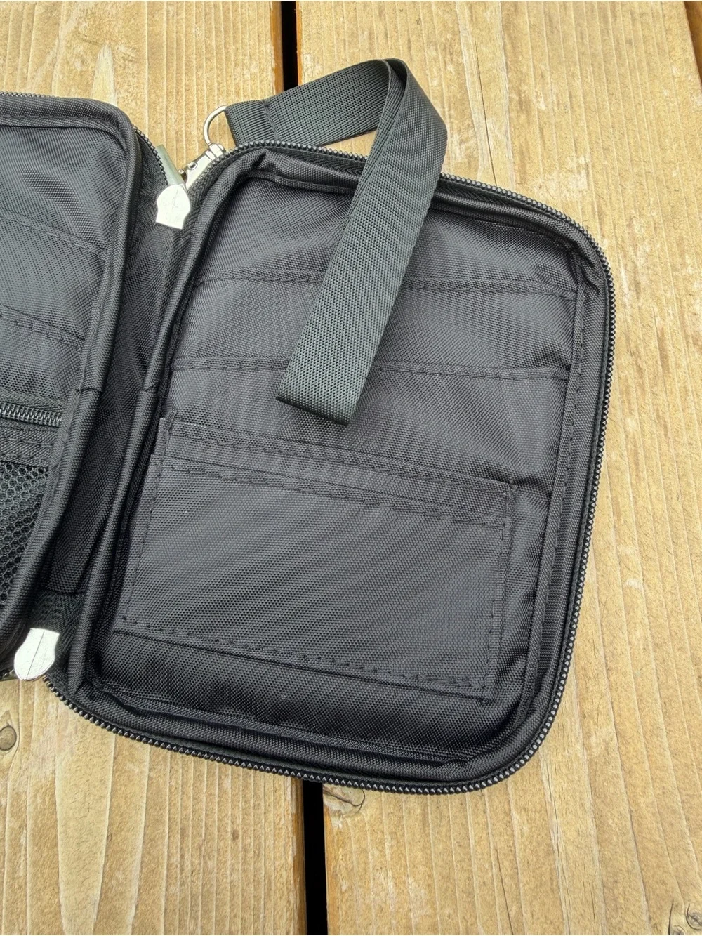 Black RFID-Blocking Wristlet Wallet with Detachable Strap